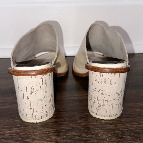 tibi Blane Leather Neutral Chunky Block Heel Open Toe Boho Mules Sz 36.5 (US 6) - Picture 5 of 12